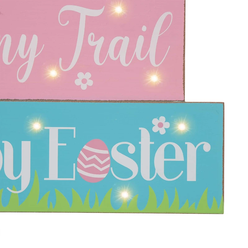 Glitzhome® 12" Easter LED Lighted Wooden & Metal Block Word Sign