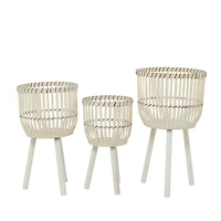 White Bamboo Bohemian Planter, Set of 3" 26", 23", 20"