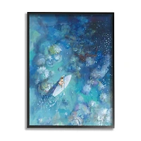 Stupell Industries Paddle Board Ocean Reef Tropical Scene Female Surfer Framed Wall Art