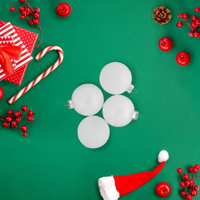 9ct. 2.5" Shiny and Matte White Glass Ball Christmas Ornaments