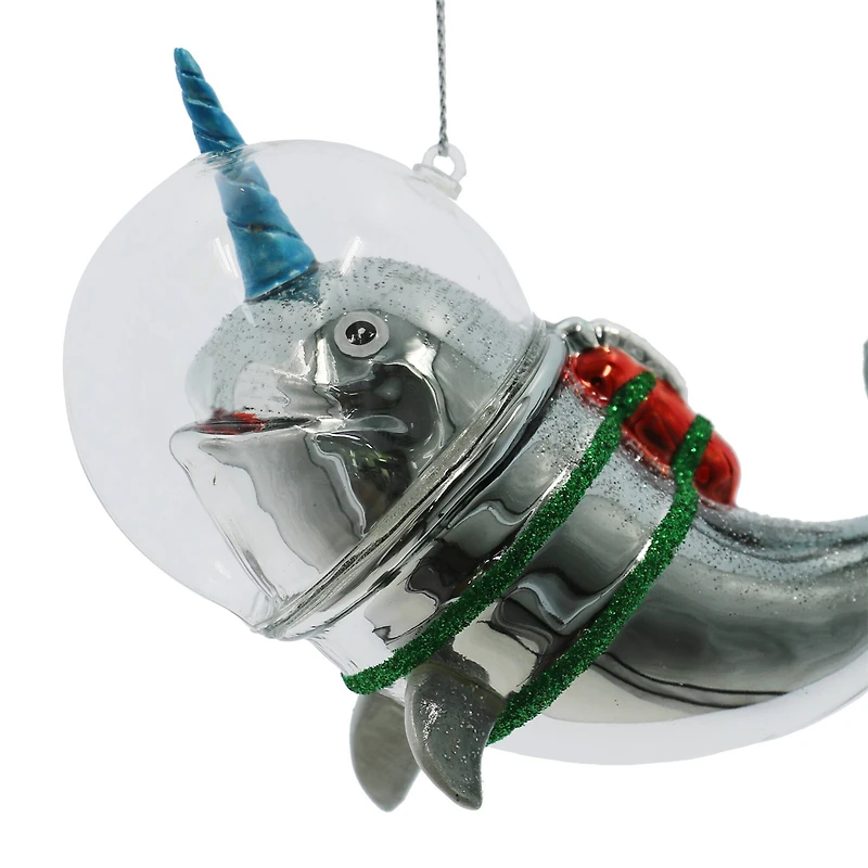 5.25" Narwhal in Space Glass Ornament by Ashland®