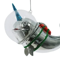5.25" Narwhal in Space Glass Ornament by Ashland®