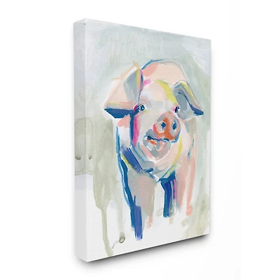 Stupell Industries Colorful Pig Farm Animal Painting Canvas Wall Art