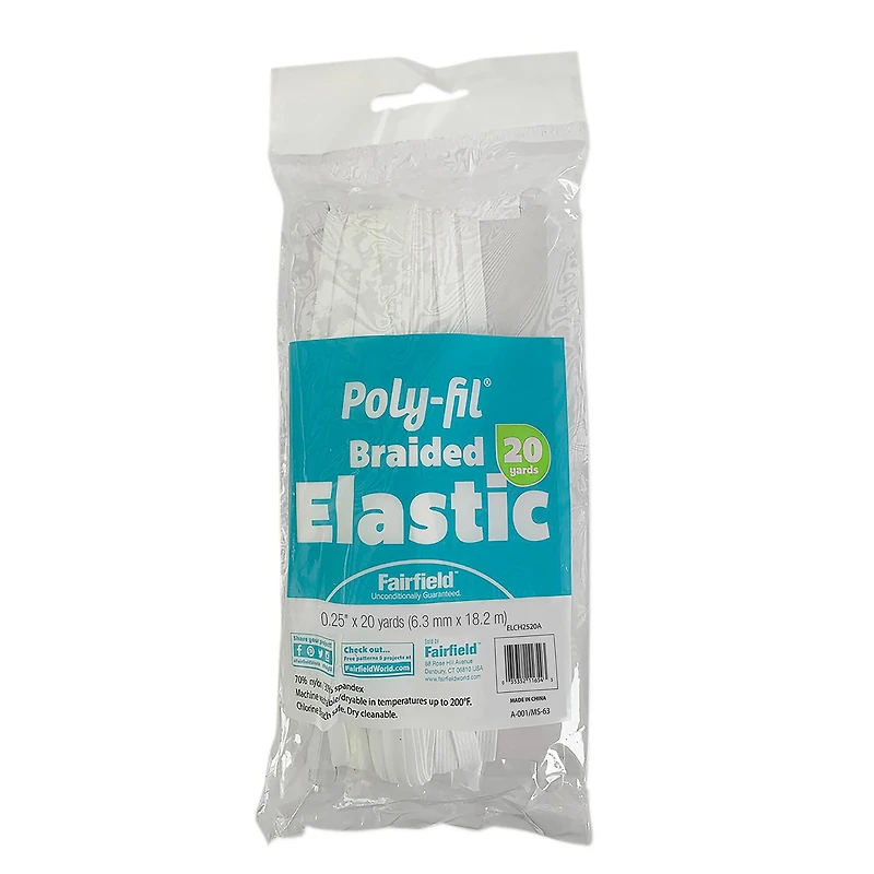 Poly-Fil® 1/4" White Poly/Latex Braided Elastic