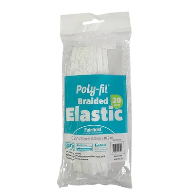 Poly-Fil® 1/4" White Poly/Latex Braided Elastic