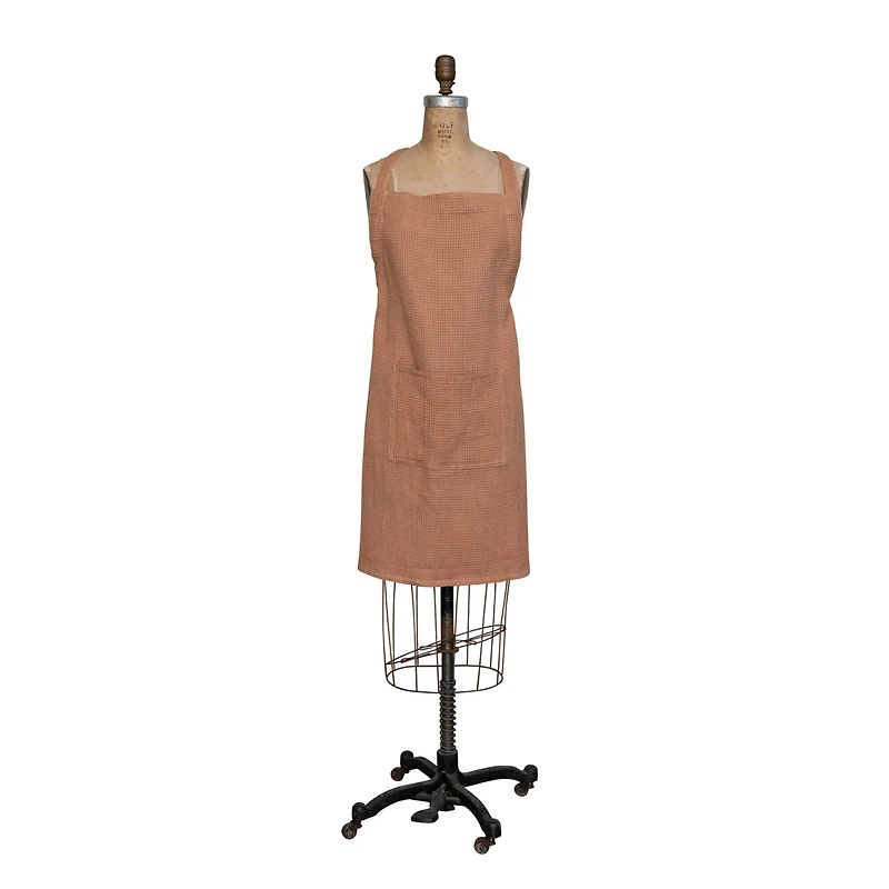 Hello Honey® Terra Cotta Woven Linen & Cotton Waffle Apron with Pocket