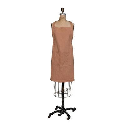 Hello Honey® Terra Cotta Woven Linen & Cotton Waffle Apron with Pocket