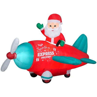 5ft. Animated Airblown® Inflatable Christmas Santa in Vintage Plane