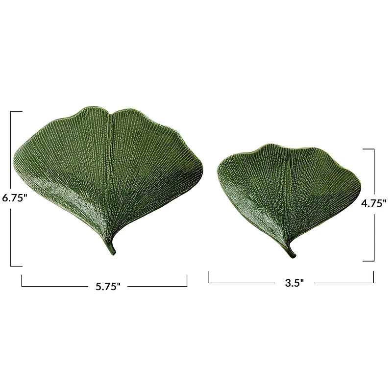 Hello Honey® Green Boho Stoneware Gingko Leaf Shaped Plates, 2ct.