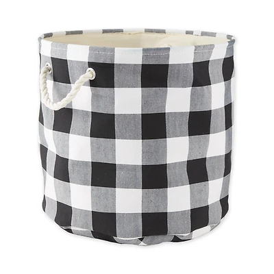 DII® Large Round White/Black Buffalo Check Polyester Bin