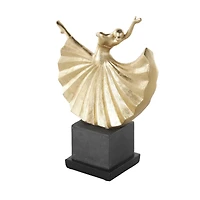 12" Gold Dancer Sculpture with Black Square Base