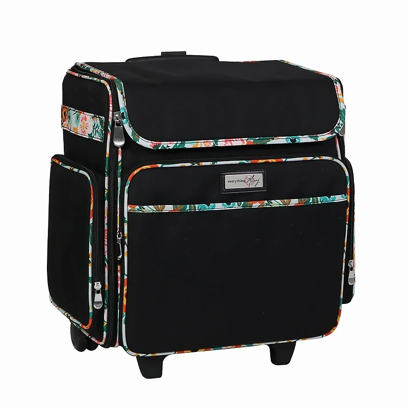 Everything Mary Black & Floral Rolling Scrapbook Travel Case