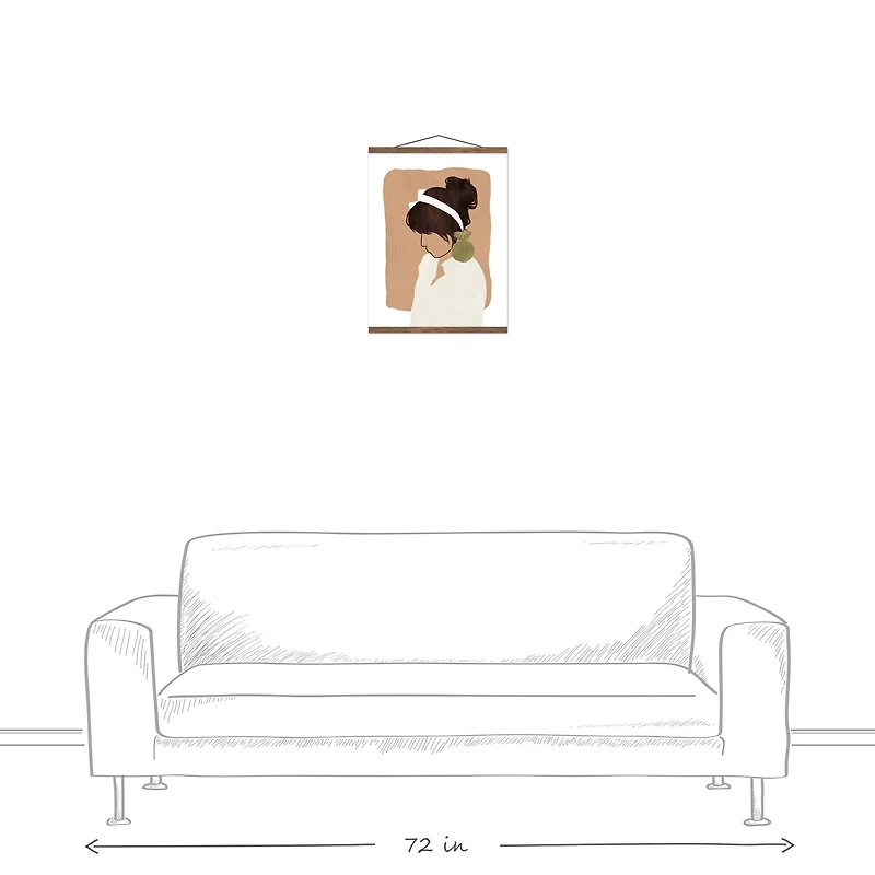 Girl With Earrings 16" x 20" Teak Hanging Canvas