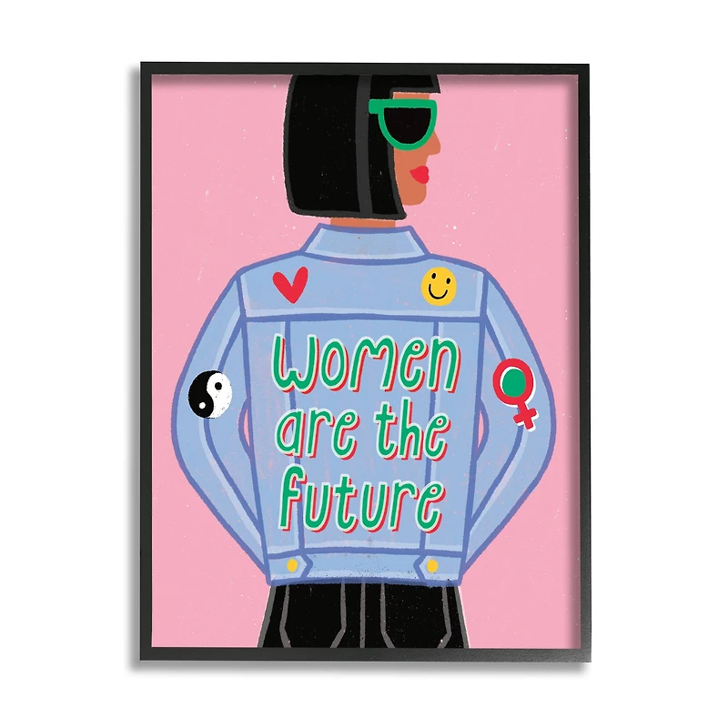 Stupell Industries Women Are The Future Girl Power Quote Denim Jacket in Frame Wall Art