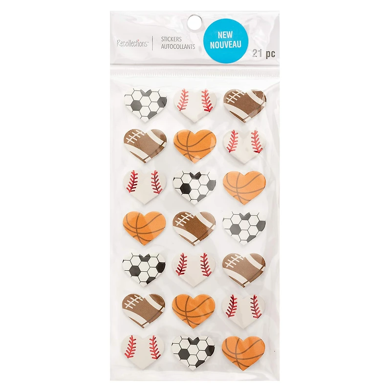 Heart Sports Ball Dimensional Stickers by Recollections™