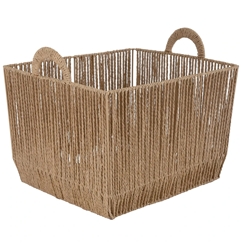 Simplify Small Vertical Weave Storage Basket with Round Handles