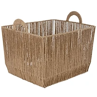 Simplify Small Vertical Weave Storage Basket with Round Handles