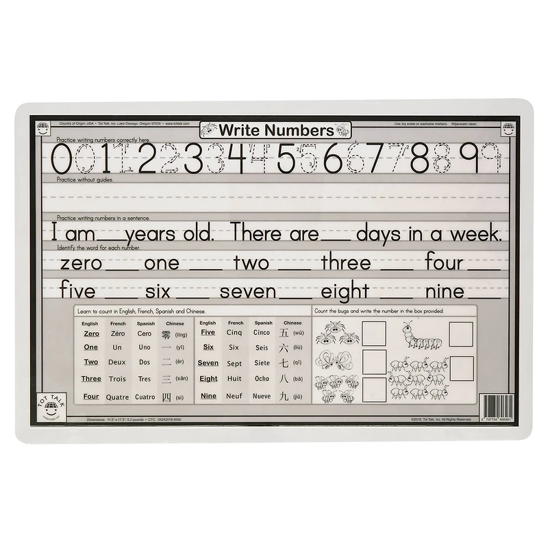 Tot Talk Count Bugs Placemat