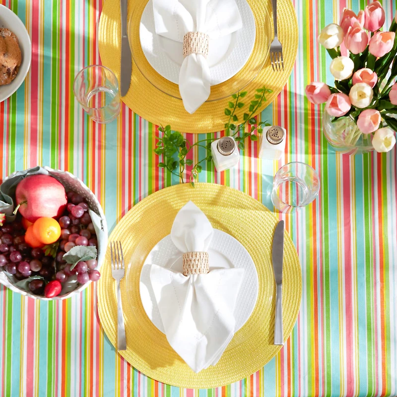 Spring Stripe Vinyl Tablecloth 60" x 102"