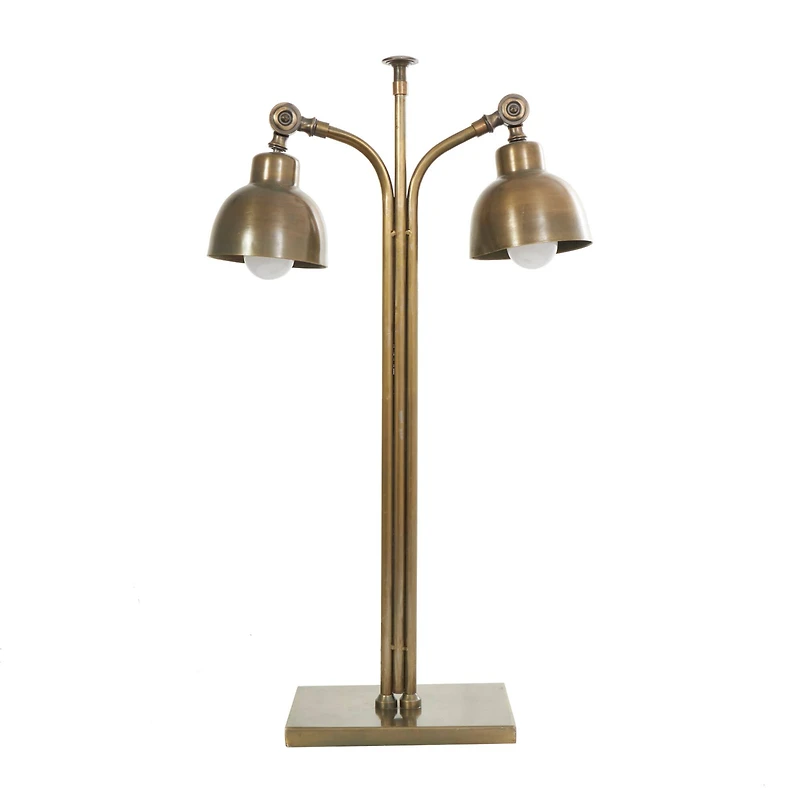 2ft. Brass Stainless Steel Desk Lamp with Double Shades