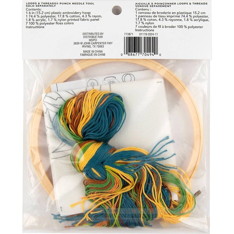 6" Sunflower Punch Needle Kit with Hoop by Loops & Threads®