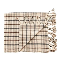Hello Honey® Charcoal & Brown Woven Recycled Cotton Blend Plaid Throw with Tassels
