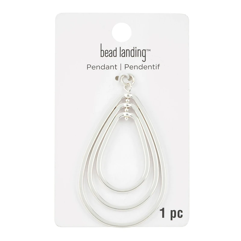 Silver Metal Concentric Teardrop Pendant by Bead Landing™