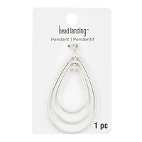 Silver Metal Concentric Teardrop Pendant by Bead Landing™