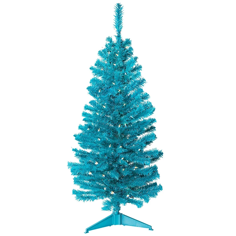 4ft. Pre-Lit Medium Turquoise Pine Artificial Christmas Tree, Clear Lights