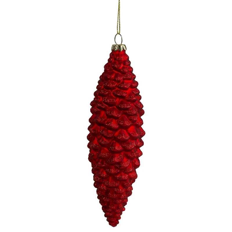 Matte Red Pine Cone Glass Ornament