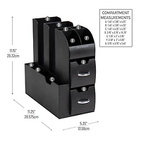 Mind Reader Anchor Collection 11-Compartment Black Coffee Cup and Condiment Dispenser, 2ct.