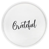 Elegant Designs™ 13.8" Round White Wash Grateful Serving Tray with Handles