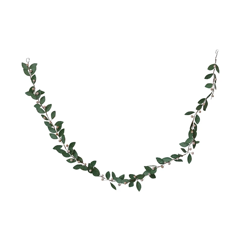 Hello Honey® 6ft. Green & Antique Pink Painted Metal Leaf & Berry Garland