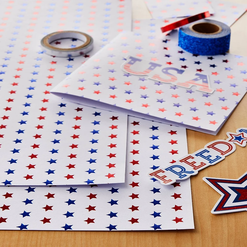 24 Pack: Red & Blue Star Cardstock Paper by Recollections™, 12" x 12"