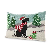 Glitzhome® Hooked Christmas Dog Pillow