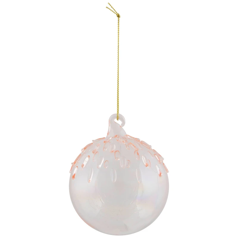3" Pink Iridescent Glass Ball Ornament