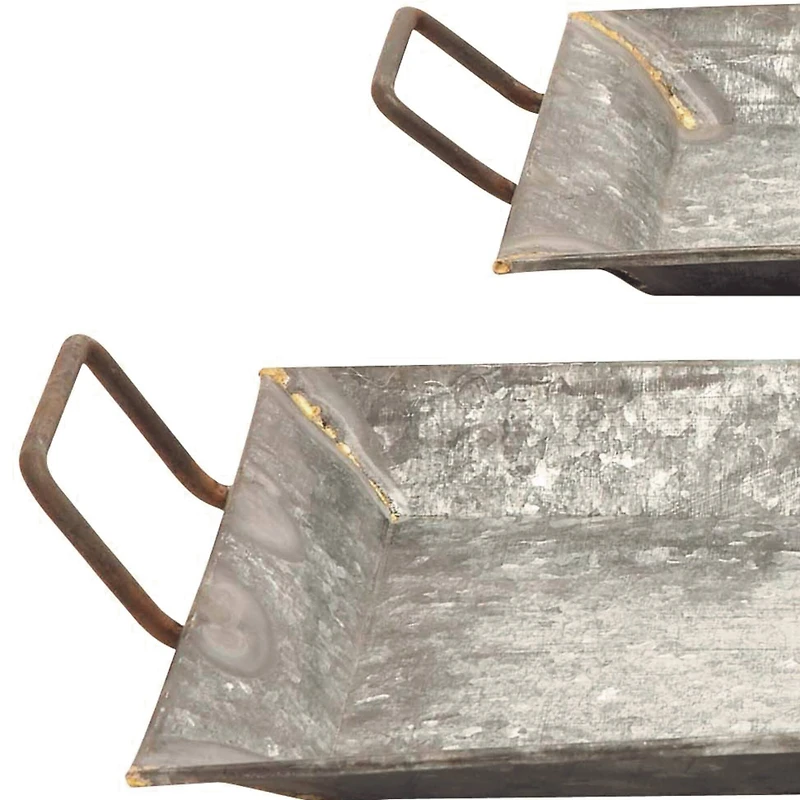 Gray Metal Farmhouse Tray Set