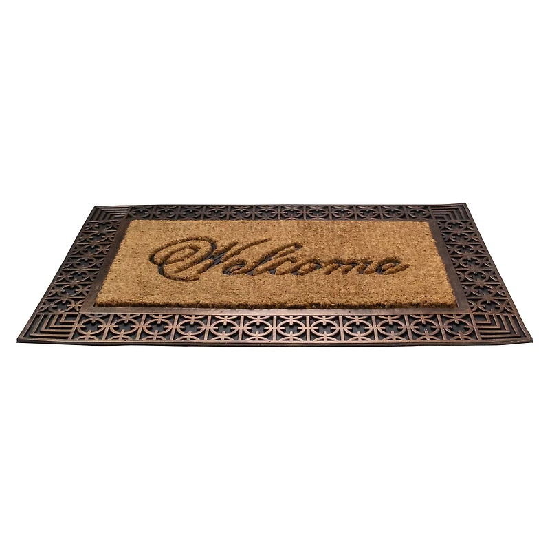 Gold & Natural Coir Welcome Doormat