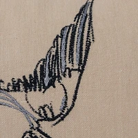 Hello Honey® Embroidered Bird Cotton Chambray Printed Lumbar Pillow with Patterned Back & Scalloped Edge