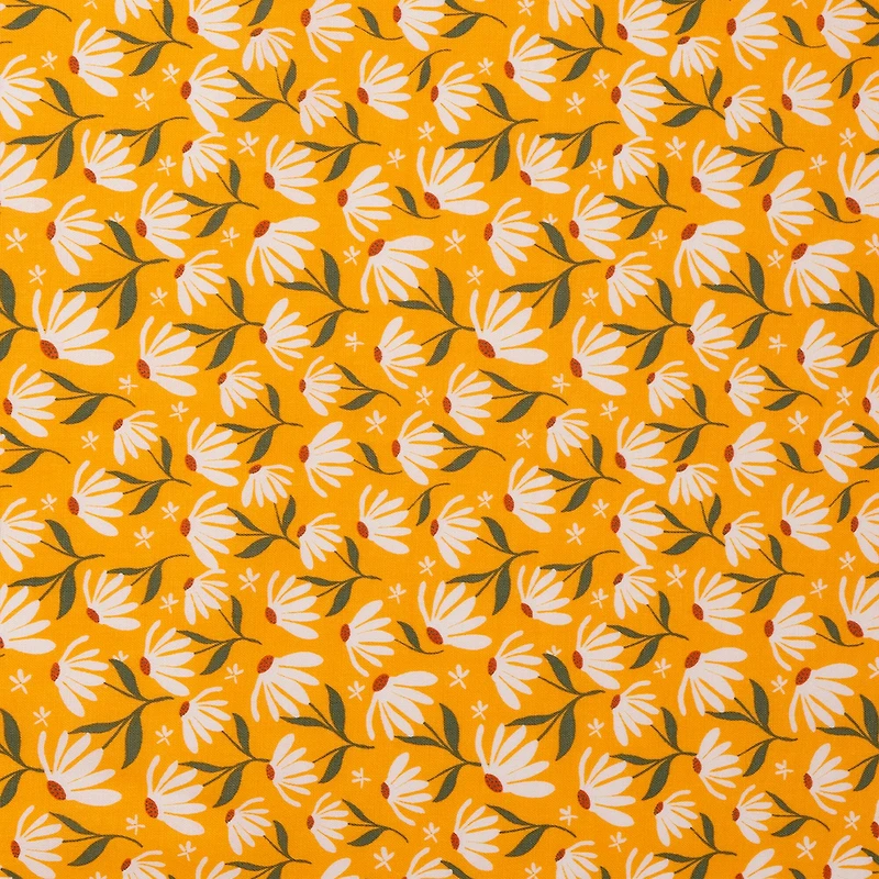 SINGER Coneflowers on Orange Cotton Fabric