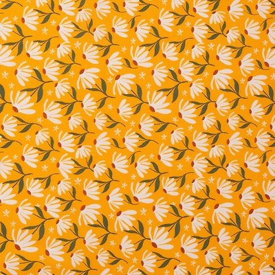 SINGER Coneflowers on Orange Cotton Fabric