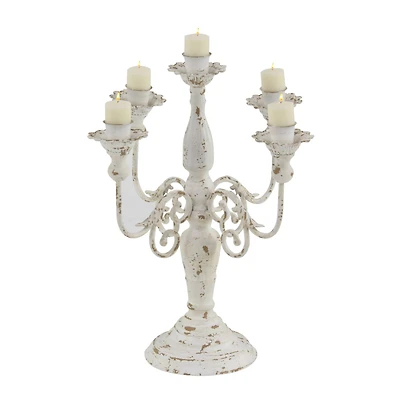 19'' White Iron Vintage Votive Candle Holder