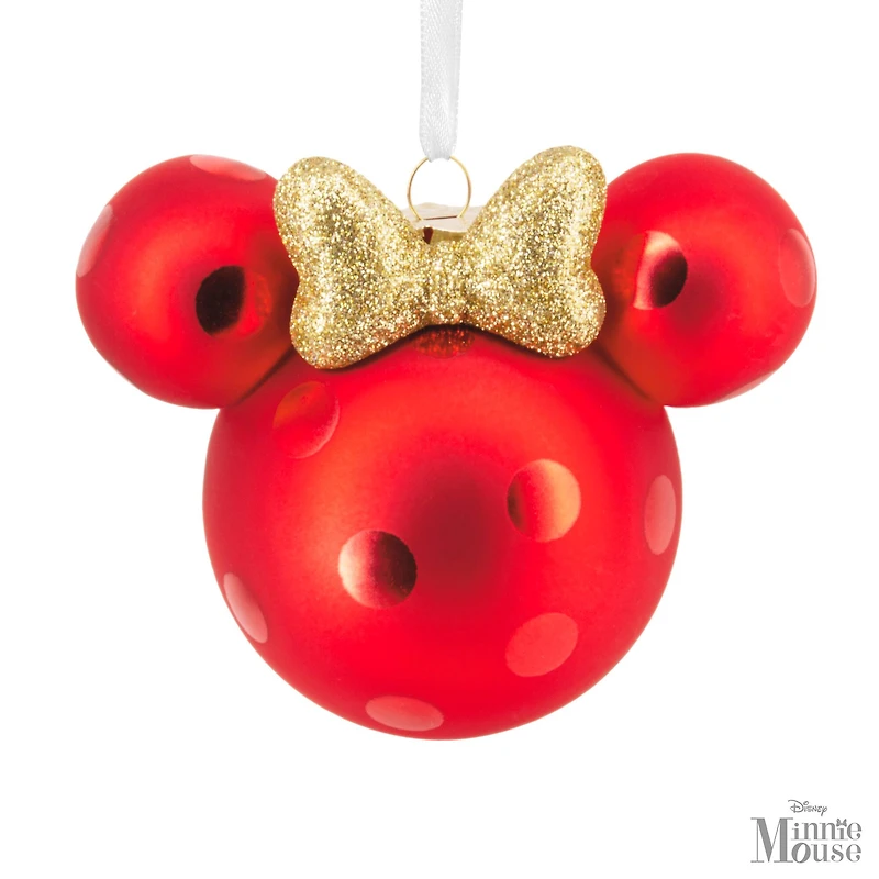 Disney® 4.25" Minnie Mouse Ears Icon Glass Christmas Ornament