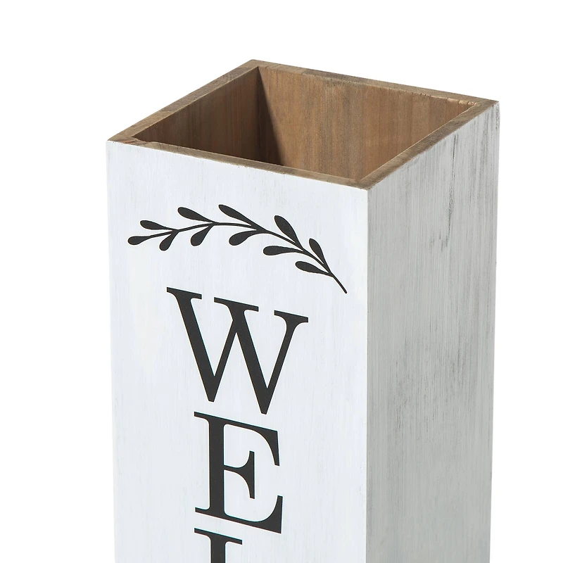 Glitzhome® 30" Double Sided Solid White Boxed Welcome Porch Sign