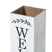 Glitzhome® 30" Double Sided Solid White Boxed Welcome Porch Sign