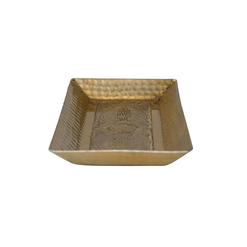 Hello Honey® 11.5" Gold Finish Decorative Hammered Aluminum Tray