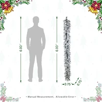 Glitzhome® 6ft Pre-Lit Snow Flocked Greenery Pine Christmas Garland with Timer, 2ct.