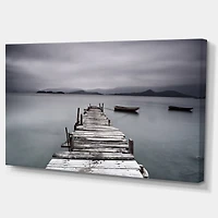 Designart - Pier and Boats at Seashore - Large Bridge Canvas Art Print