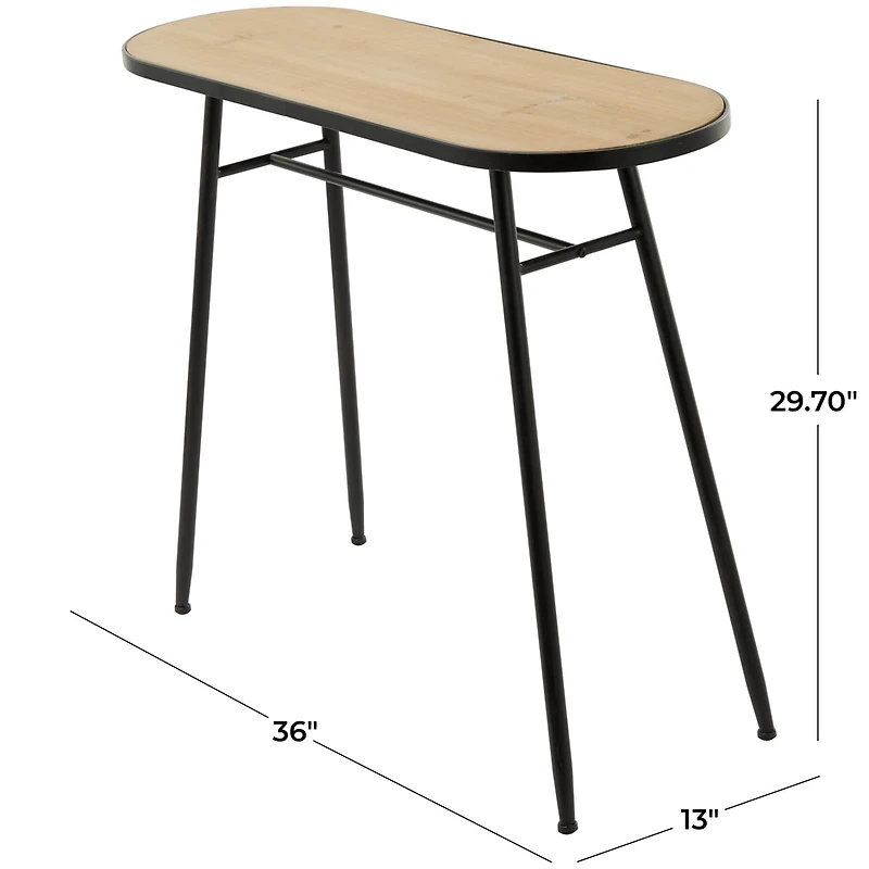 30" Brown Metal Industrial Console Table
