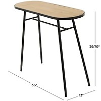 30" Brown Metal Industrial Console Table